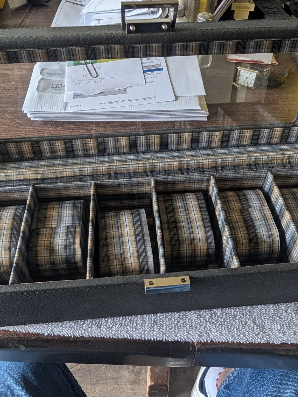 Drexel Heritage Black Leather Watch Display Case